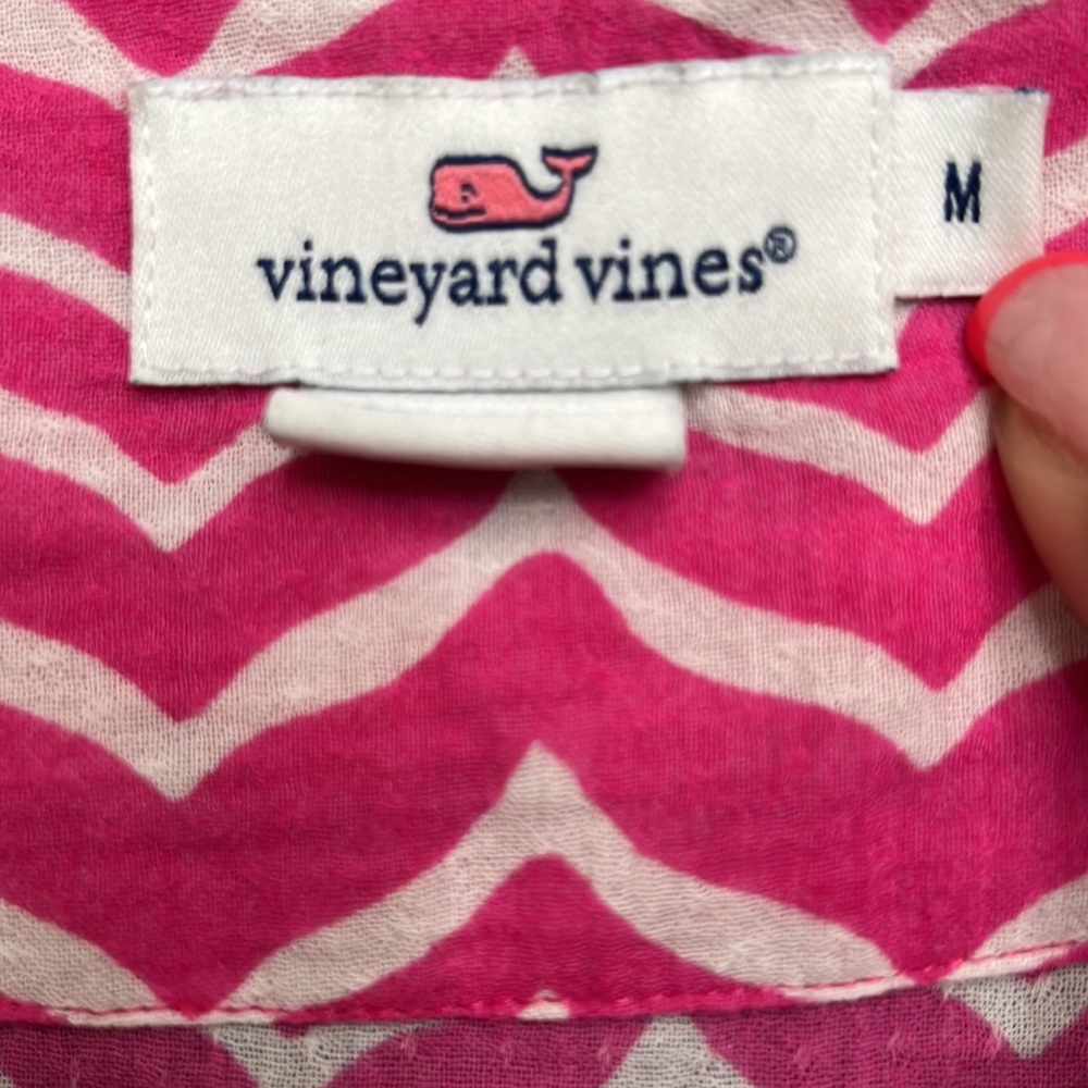 Vineyard Vines Chevron Print Tunic Cover Up Bright Pink - Picture 6 of 6